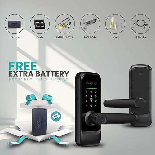 Miniatura 2 de Cerradura inteligente con reconocimiento facial 3D, cámara HD, timbre e intercomunicador de video, entrada sin llave 6 en 1 (Palma Ve, huella