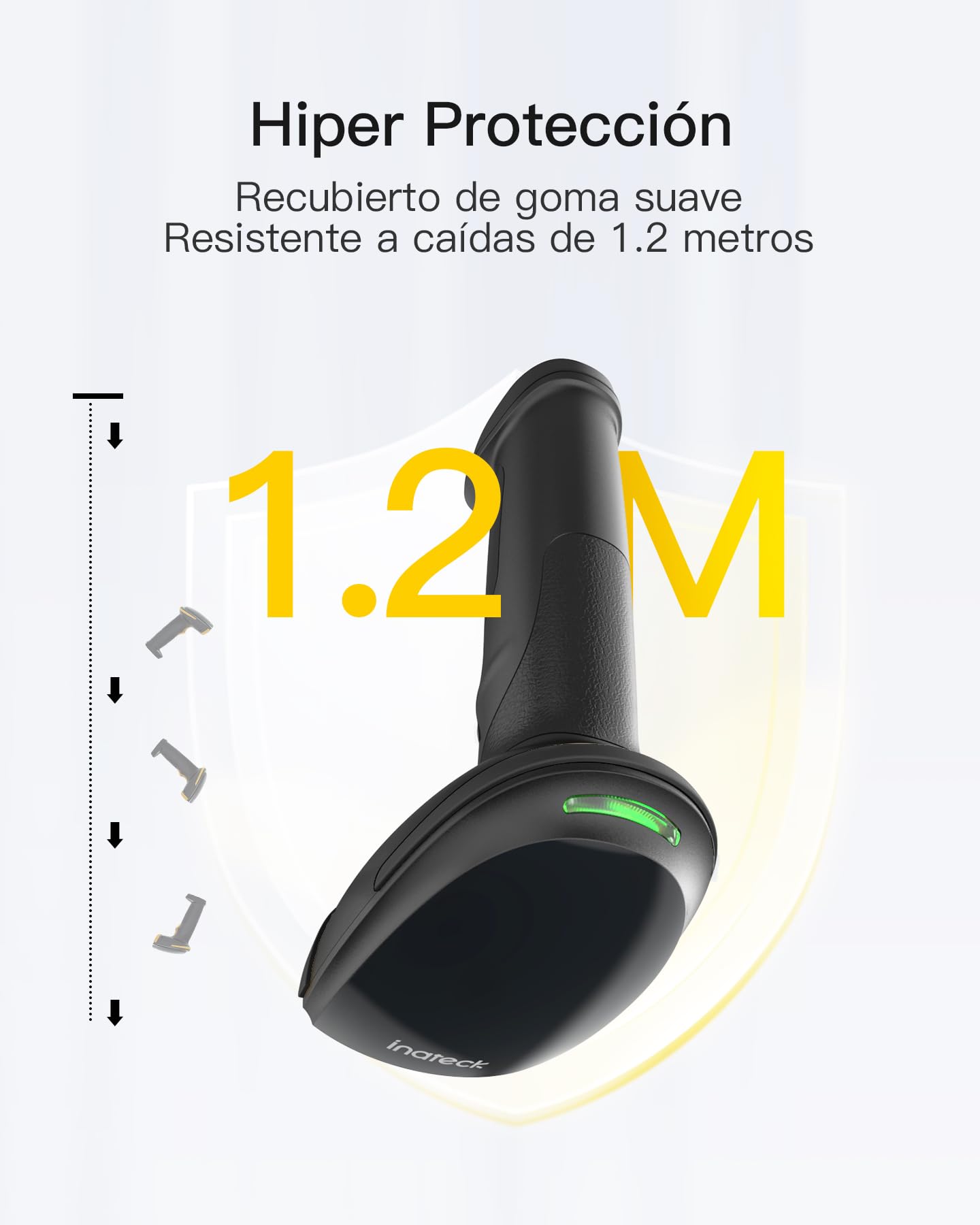 Inateck Escáner de Código de Barras Bluetooth, Lector de Código de Barras Inalámbrico USB 1D 2D Portátil, 1 Carga 3 Meses, Lector Código Barras con App y SDK, BCST-23, Oscuro