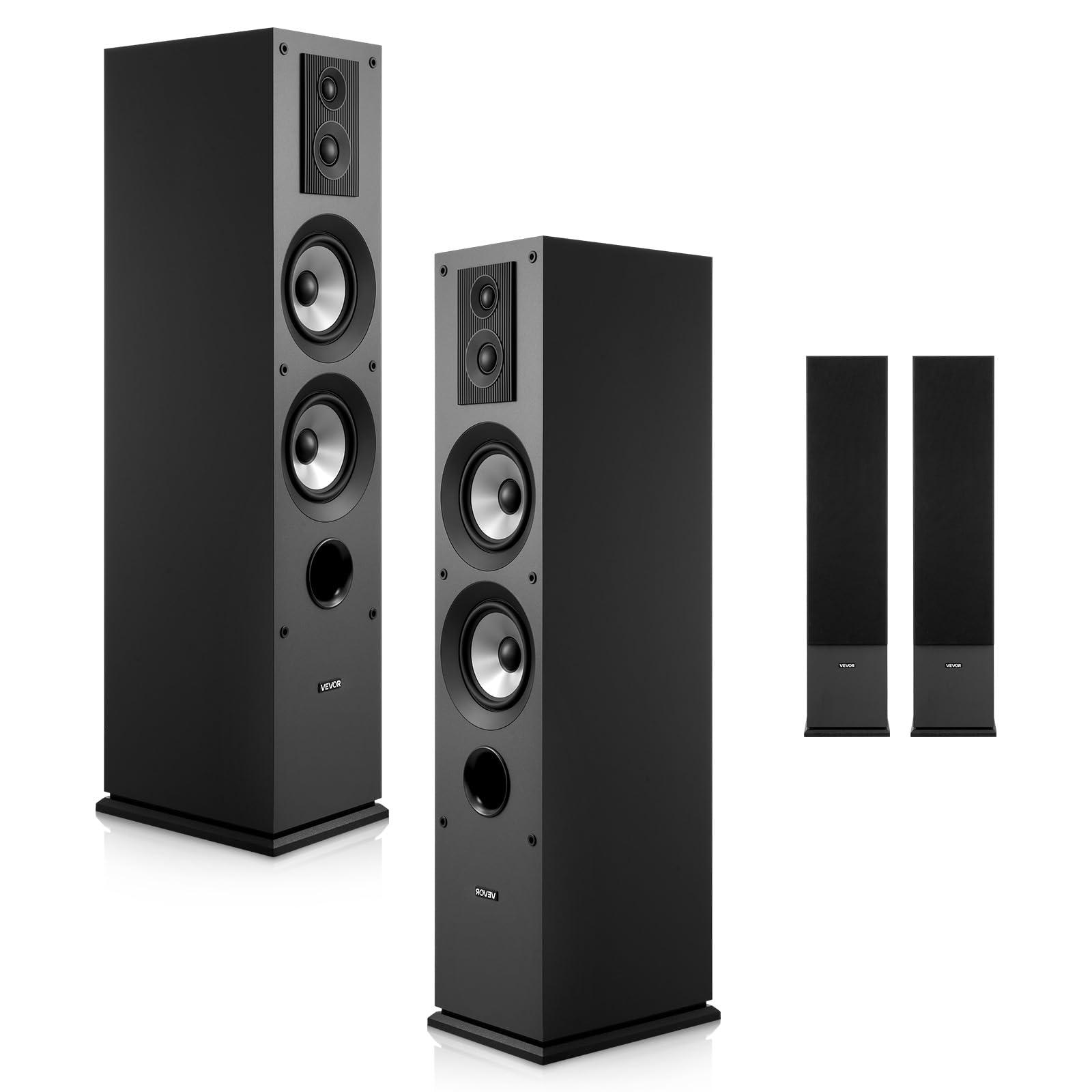 VEVORFloorstanding Speakers Pair, 3-Way, Floor-Standing Tower Speakers with 0.75 in & 1 in Tweeter, Dual 5.25 in Woofers, 145W Peak Power, 70Hz–20kHz Frequency Response, MDF Enclosure, for Home Audio