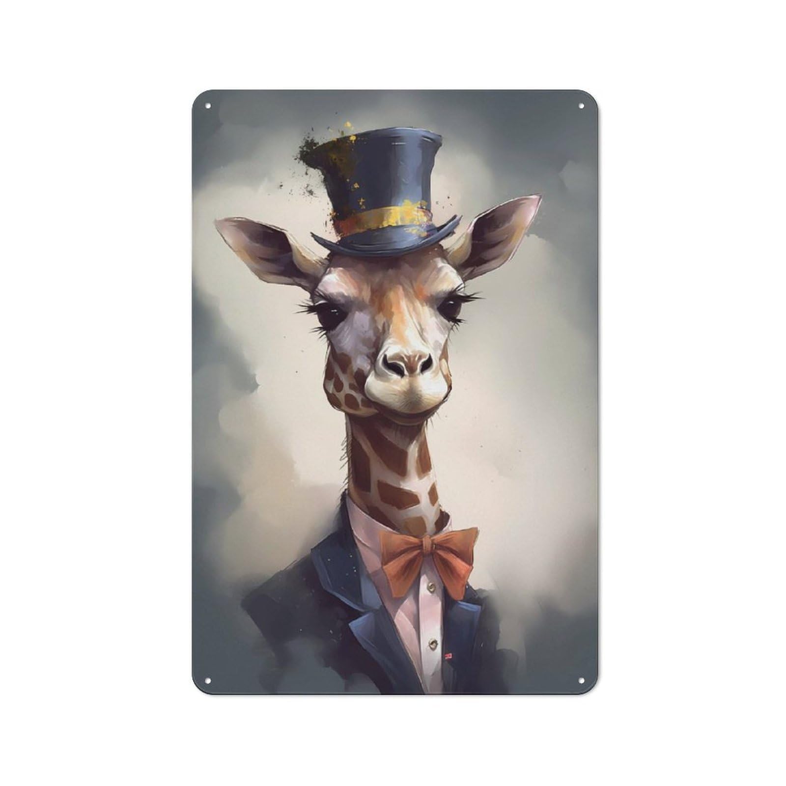 Junmoney Style-2 Retro Metal Wall Sign 30X20cm Featuring Giraffe Enchanted Isle For Pub Or Café, For Garage, Workshop And Man Cave Decoration