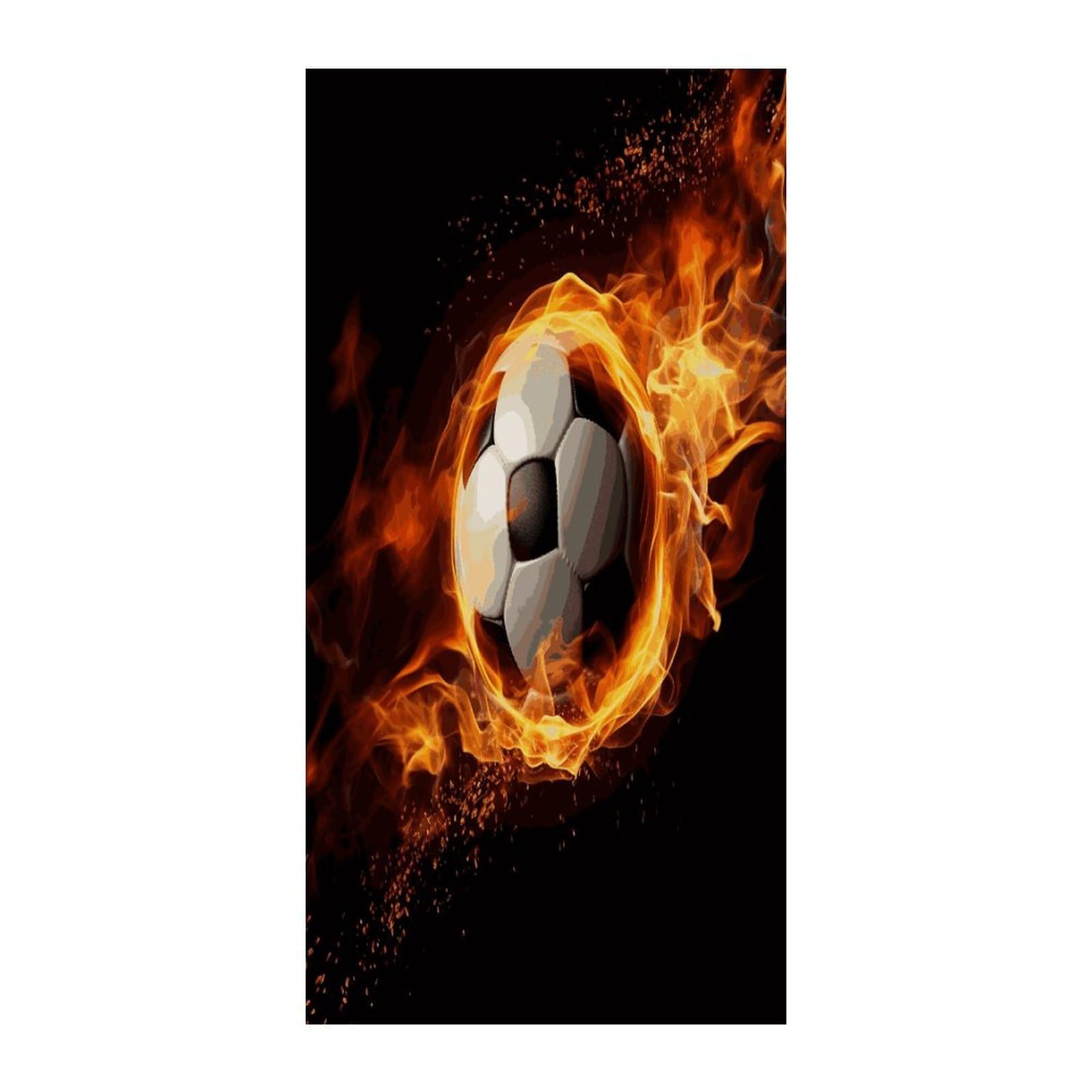Adfgyerh Style Soccer Flame Curtains，Polyester Blackout Extra Wide，Door Curtain， 35.4X 70.9 Inch For Temporary Room Dividers Bedroom Living Room，Room Darkening Curtains ，For Doorway Privacy For Wall Hanging Decora