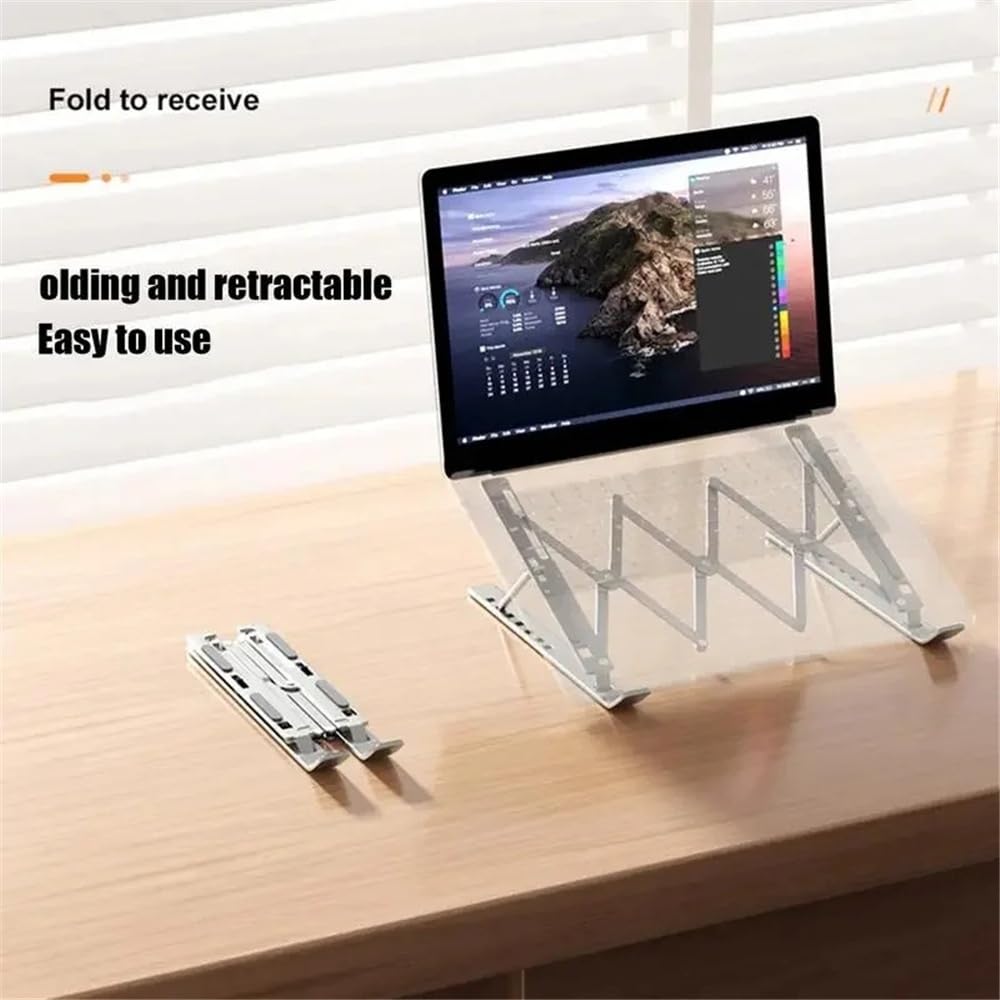 Elevador para portátil Soporte de Escritorio for portátil, Ajustable, con refrigeración, Plegable, Compatible con portátiles de hasta 17,3" Soporte para Laptop(Negro)