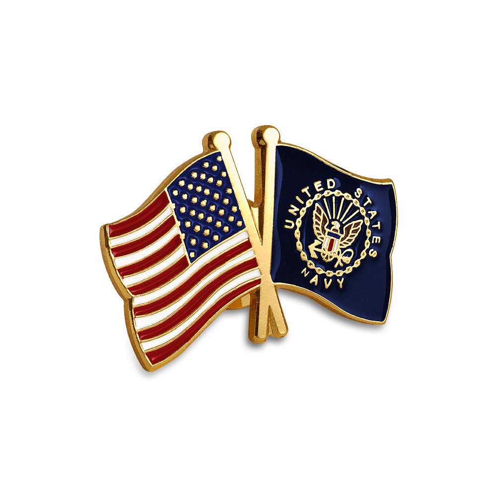 Armed Forces DepotUSA and U.S. Navy Flags Lapel Pin