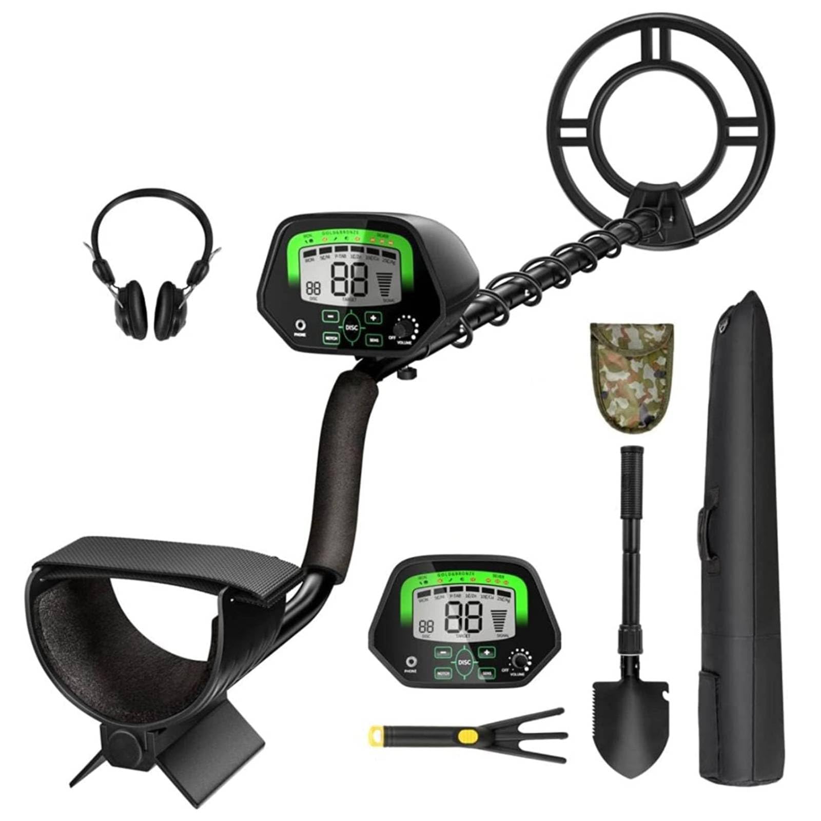 TANGZON Metal Detector for Adults Professional, Stem Adjustable High Sensitivity Treasure Finder with Waterproof Search Coil, LCD Display, DISC/Pinpoint/All Metals Mode (3 Modes, 5 Accessories)-image-29