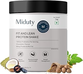 Fit And Lean Protein Shake | Low-Carb Protein Shake Sweetened with Xylitol & Stevia | Ashwagandha, Garcinia Cambogia, MCT Powder - Lean Protein for Weight Management - 1 KG