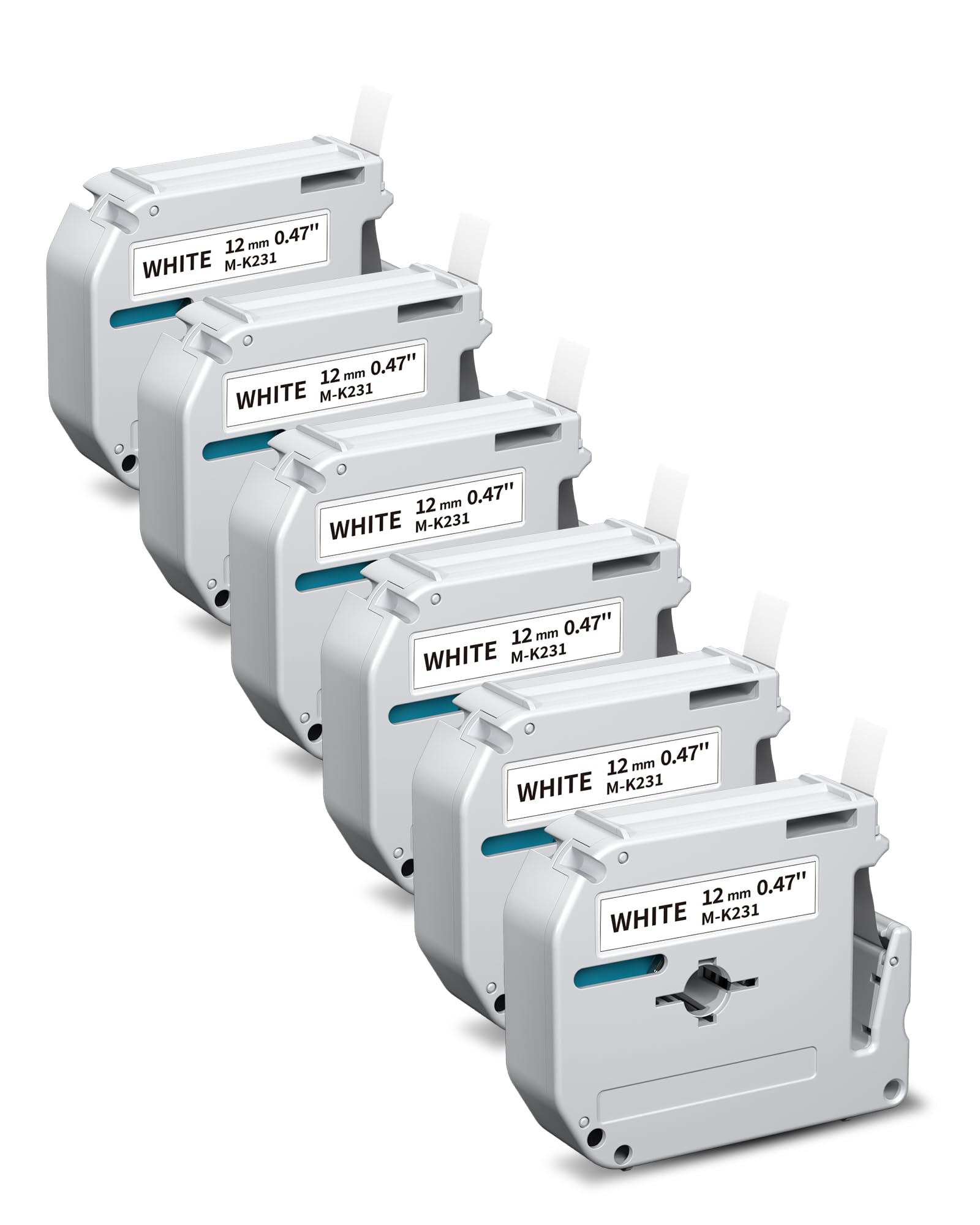 COLORTY 6 Pack M-K231 12mm 0.47 White Label Tape Replacement Compatible with Brother M Tape MK231 M-K231S, Compatible with Brother P-Touch PT-M95 PT-