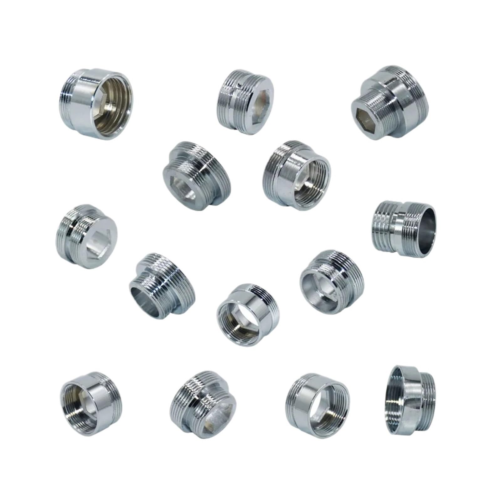 Hwww No 1 Silver 1/2" M16 M17 M18 M19 M20 M22 M24 M28 M32 Thread Connector Brass For Faucet Conversion Repair Tap Adapter 1Pcs