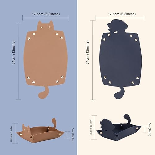 Miniatura 4 de Paquete de 2 bandejas de cuero para valet, soporte para bolígrafos para escritorio, bandeja organizadora de escritorio, regalo de cumpleaños,