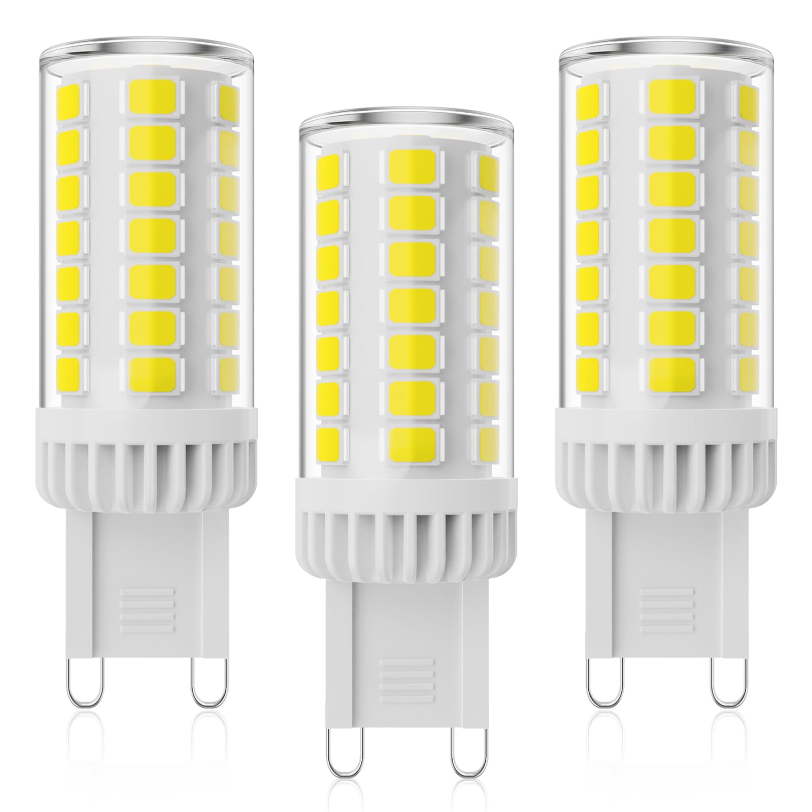 G9 LED Light Bulb 4W Dimmable，40 Watt T4 G9 Halogen Bulbs Equivalent,6000K Daylight White 450LM 120V,No Flicker for Chandelier Lights，Bathroom,Home Lighting 3pcs