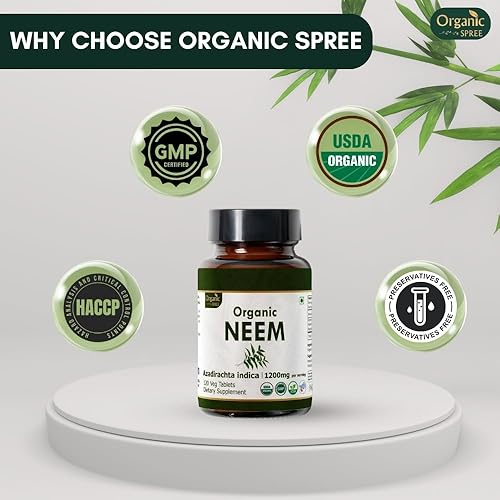 Miniatura 6 de Neem 120 tabletas  Azadirachta Indica (Neem)  Certificado orgánico USDA  Piel sana y desintoxicación  Suplemento dietético - 120 pestañas