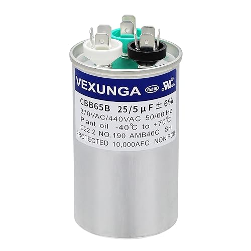VEXUNGA 255 uF 25+5 MFD 370V o 440V Dual Run Start Round AC Capacitor 25 5 uF 370 440 Volt VAC CBB65 Condensadores de aire acondicionado para unidad
