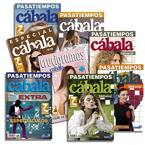 DataPrice Pack de 8 Libros de Pasatiempos Cábala. Crucigramas para Adultos Variados. - Ed. Zugarto Cover