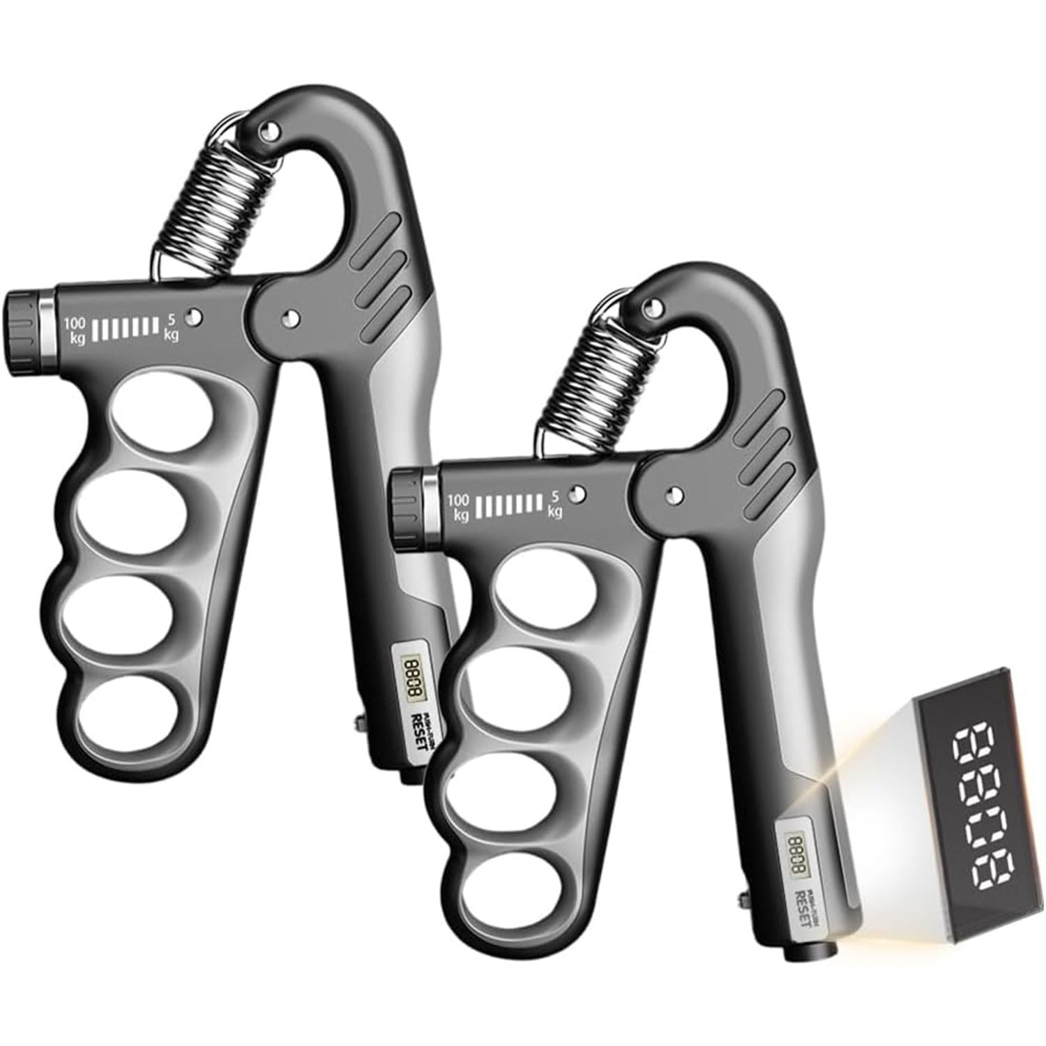 Grip Strengthener, 5-100 Kg Adjustable Hand Gripper Strengthener, Forearm Strengthener Workout Kit with Mechanical Counter, Finger Strengthener for Professionals and Fitness Beginners (Grey-2pcs)