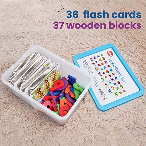 Likee Alphabet Number Flash Cards Wooden Letter Puzzle Abc Sight Words Match Games Counting Board Preschool Educational Montessori Toys For Toddlers Boys Girls 3+ Years (36 Cards& 37 Block) #TOP4