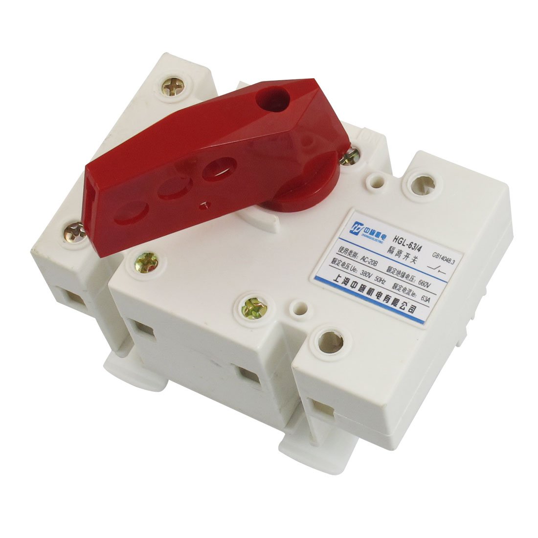 Interrupteur d'isolement de circuit 63A AC 380V 2P+E sectionneur rail 35mm