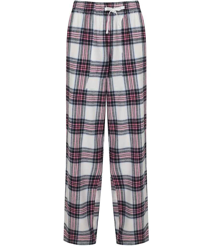 COOZO Ladies Tartan Lounge Pants - White/Pink Check - L
