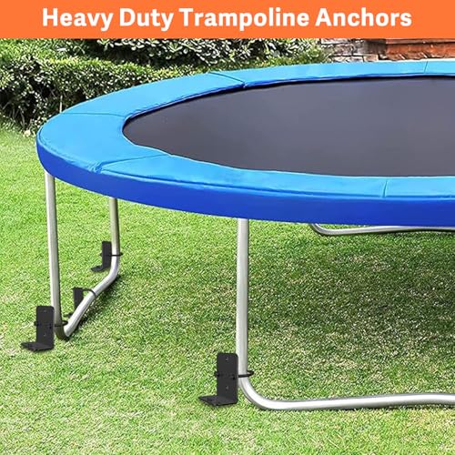 Image of Eurmax USA Ground Anchors Heavy Duty Adjustable L-Shaped Head Shed Tent Stakes Trampoline Anchors, Trampoline Stakes for Sheds,Swing Sets,Mobile Home,Carports Set of 4(Black)