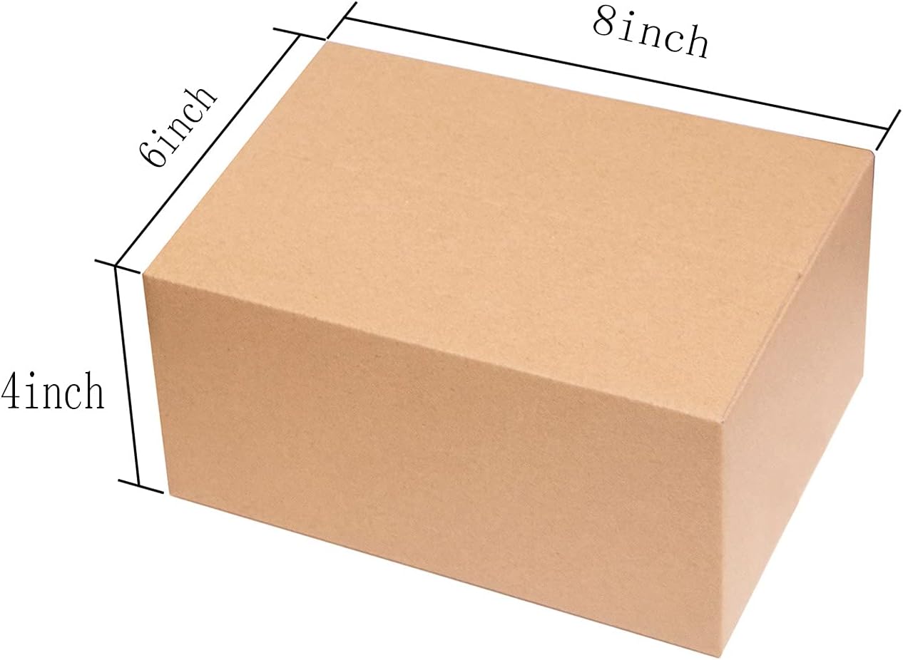 NAYSAYE Cardboard Shipping Boxes 8x6x4 Inches Corrugated Packaging and Mailing Boxes, Kraft (Pack of 26 Pieces)