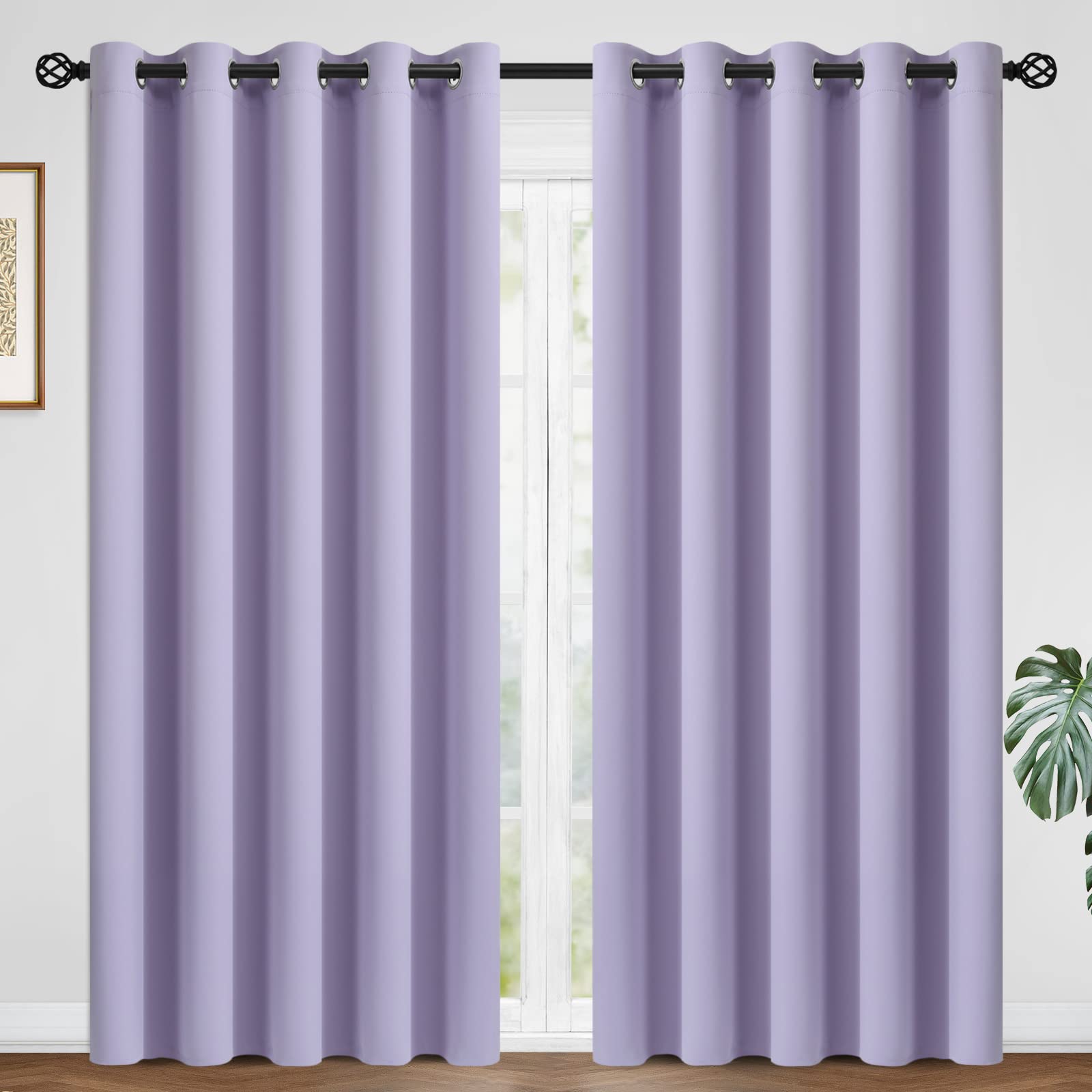 COSVIYA Lilac Curtains 84 inch Length 2 Panels Grommet Room Darkening,Thick Polyester Light Blocking Insulated Thermal Curtain Drapes for Bedroom/