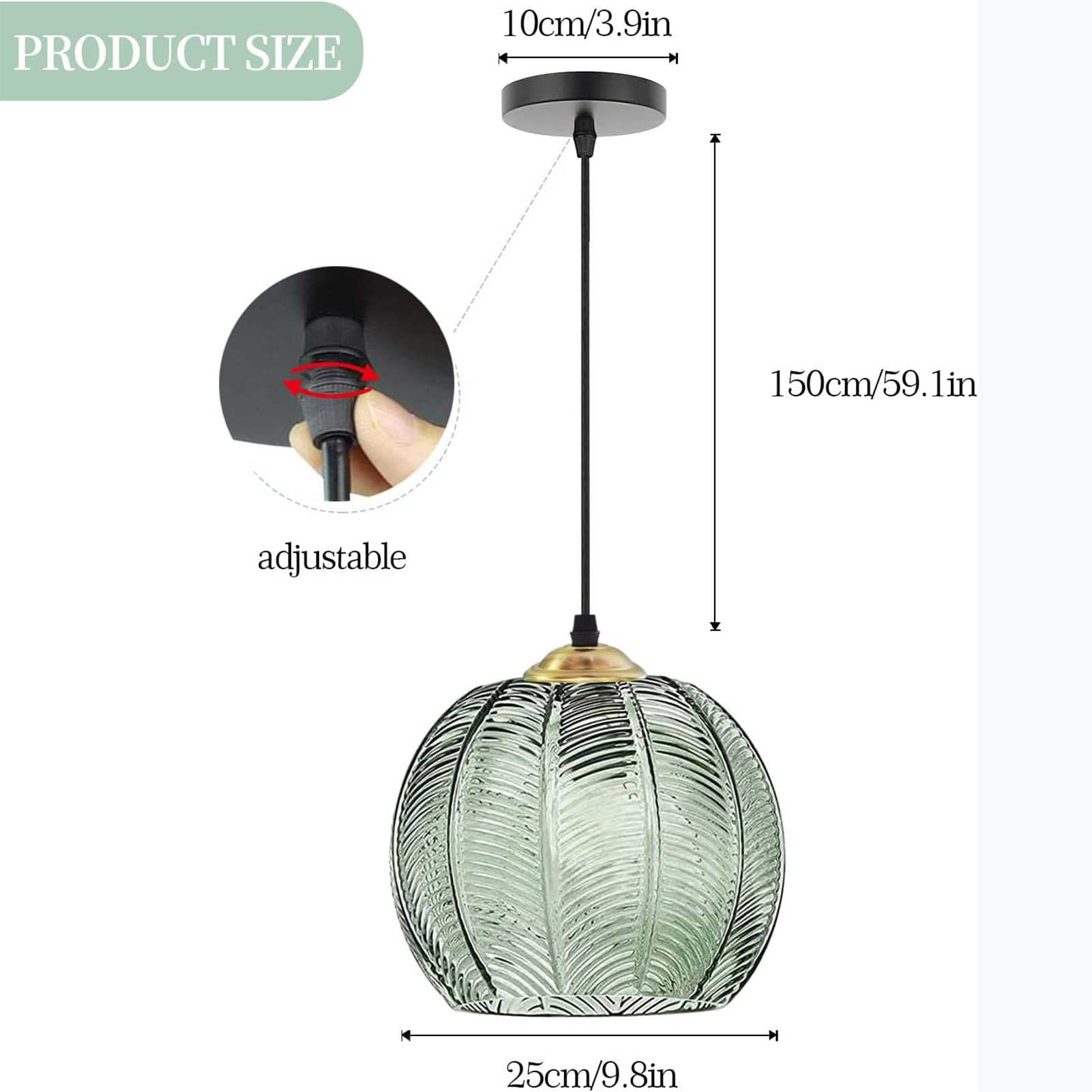 żyrandol, lampy wiszÄ…ce z prÄ…żkowanym zielonym szklanym kloszem-stylowe żyrandole kombinowane na wyspÄ™ kuchennÄ… i jadalniÄ™. (3 szt.)