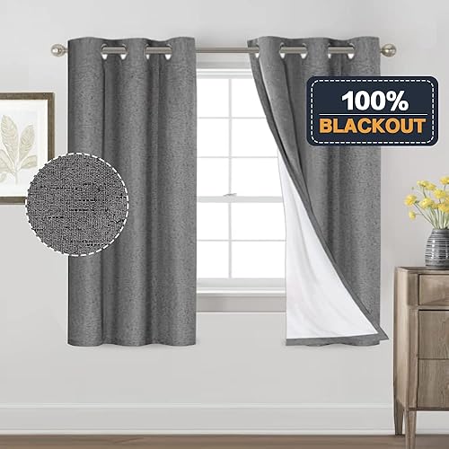 Miniatura 240 de PrinceDeco Cortinas opacas 100% para dormitorio, cortina de lino para puerta corrediza de cristal, cortinas opacas extra anchas con ojales Arena
