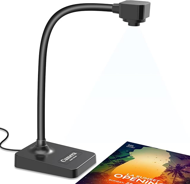 USB Caméra de document pour les enseignants, Webcam pour l'enseignement à distance,appareil photo de focalisation manuelle,avec micro,Fold for Mac OS, Windows , Chromebook Compatible pour la conférence Web , Enseignement à distance ,Démonstration en direct ,visualizer