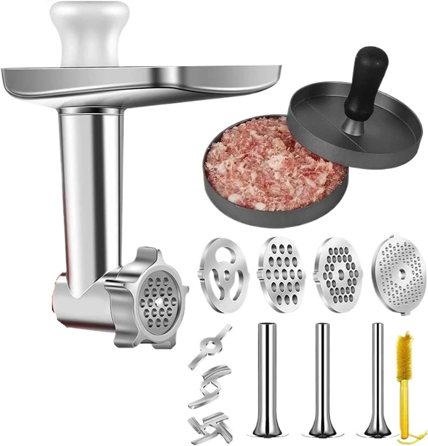 1Set Metal Grinder Attachment For Stand Mixers Meat, Sausage Stuffer