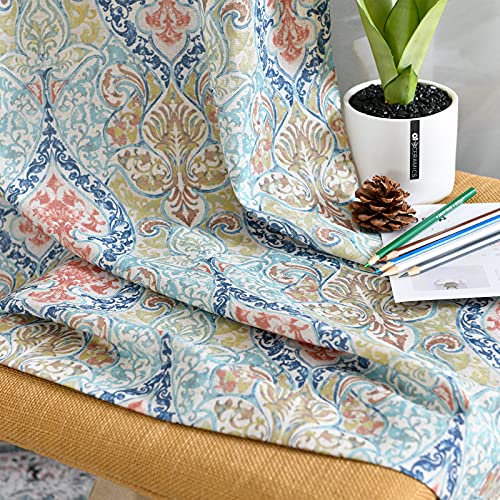 Jinchan Damask Printed Curtains For Bedroom Multicolor Linen Textured Light Reducing Medallion Window Curtain Panels For Living Room 2 Panels 95-Inch Sage Green #TOP3