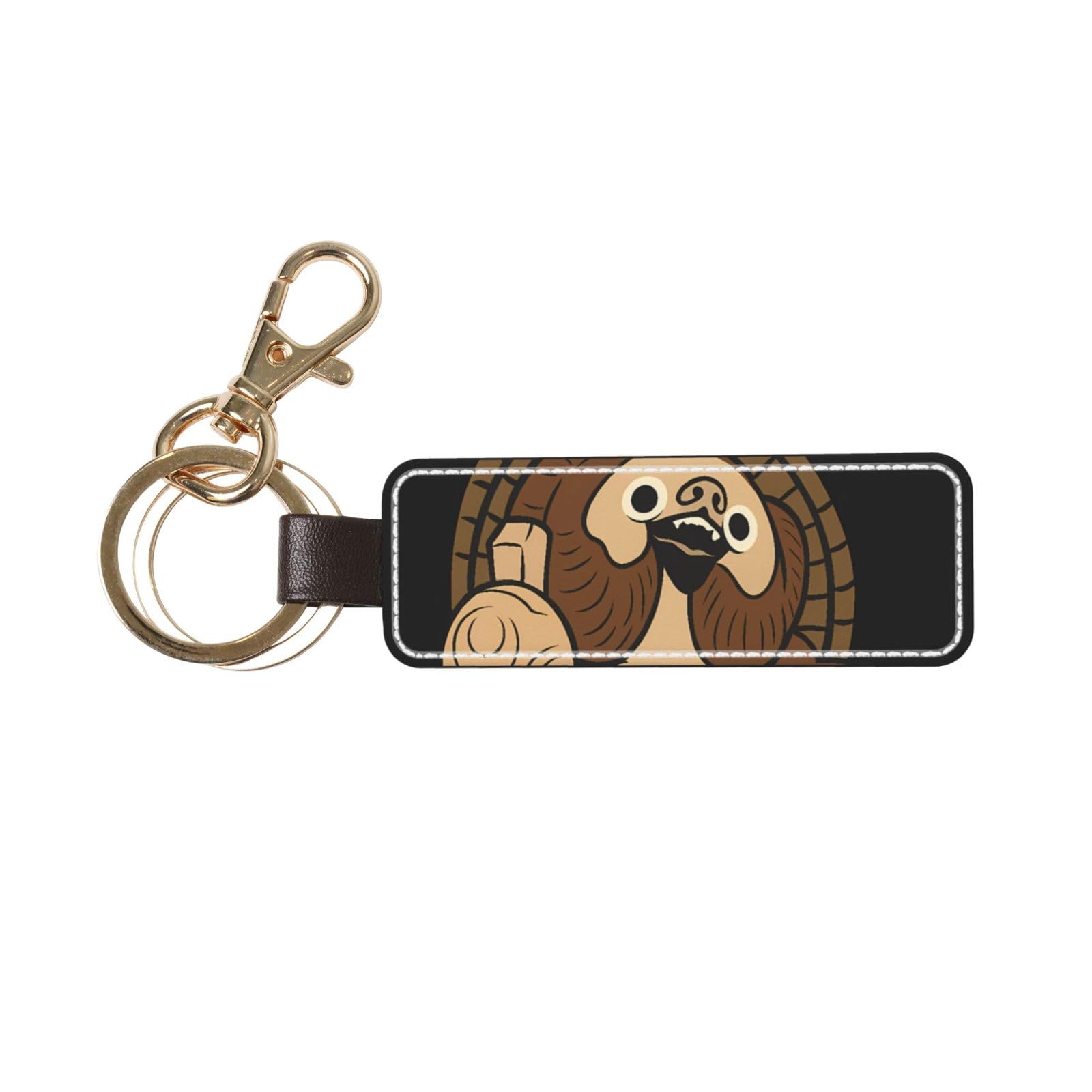 Shigaraki Ware Tanuki Raccoon Figurine PU Leather Key Case Bag Charm Japan