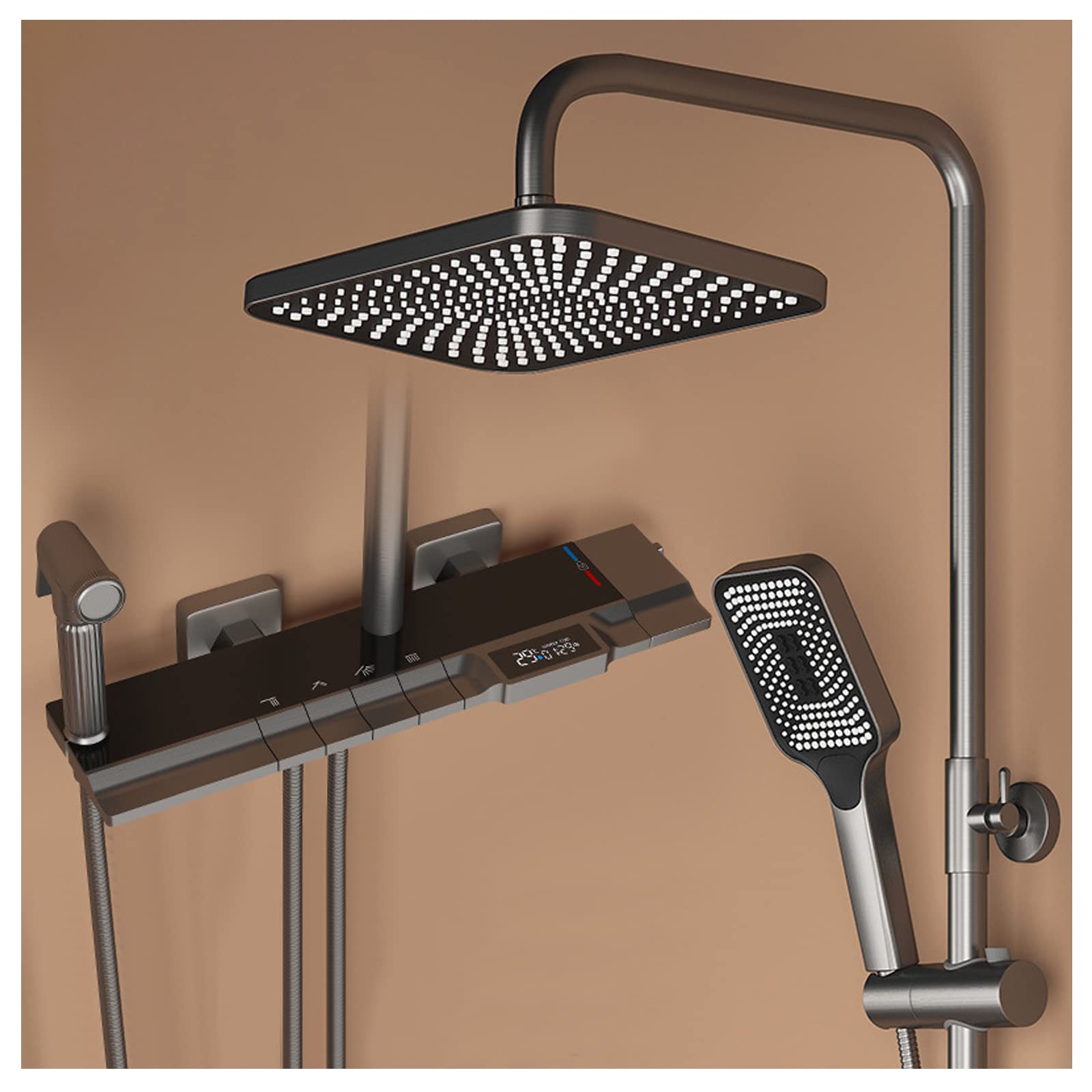 Enga Full Body Shower System With Body Jets, 12 Inch Powerful Rainfall Shower And Handheld Spray, Rough-in Mixer Valve Concealed Shower Faucet Set Complete, Matte Black