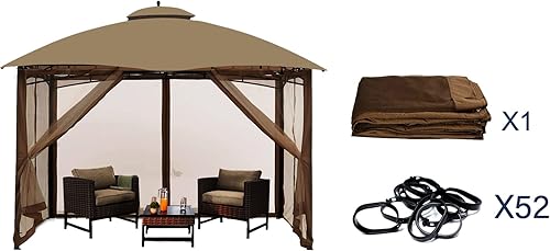 Miniatura 4 de Hugline Mosquitera de repuesto universal de 10 x 12 pies con cremallera (marrón) + cortina de privacidad de repuesto universal de 10 x 12 pies con