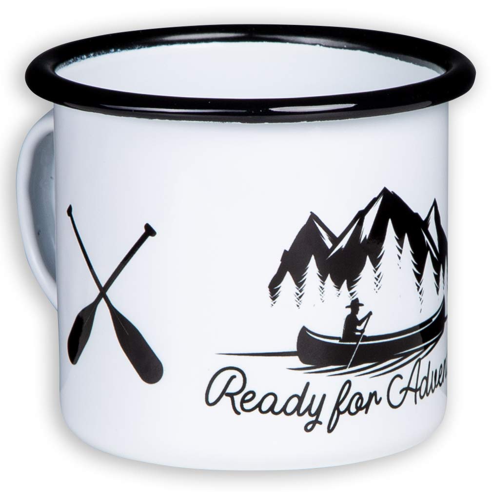 MUGSY Emaille Tasse 330 Ml – Kajak-Design, Bruchfest & Spülmaschinenfest | Für Camping & Outdoor