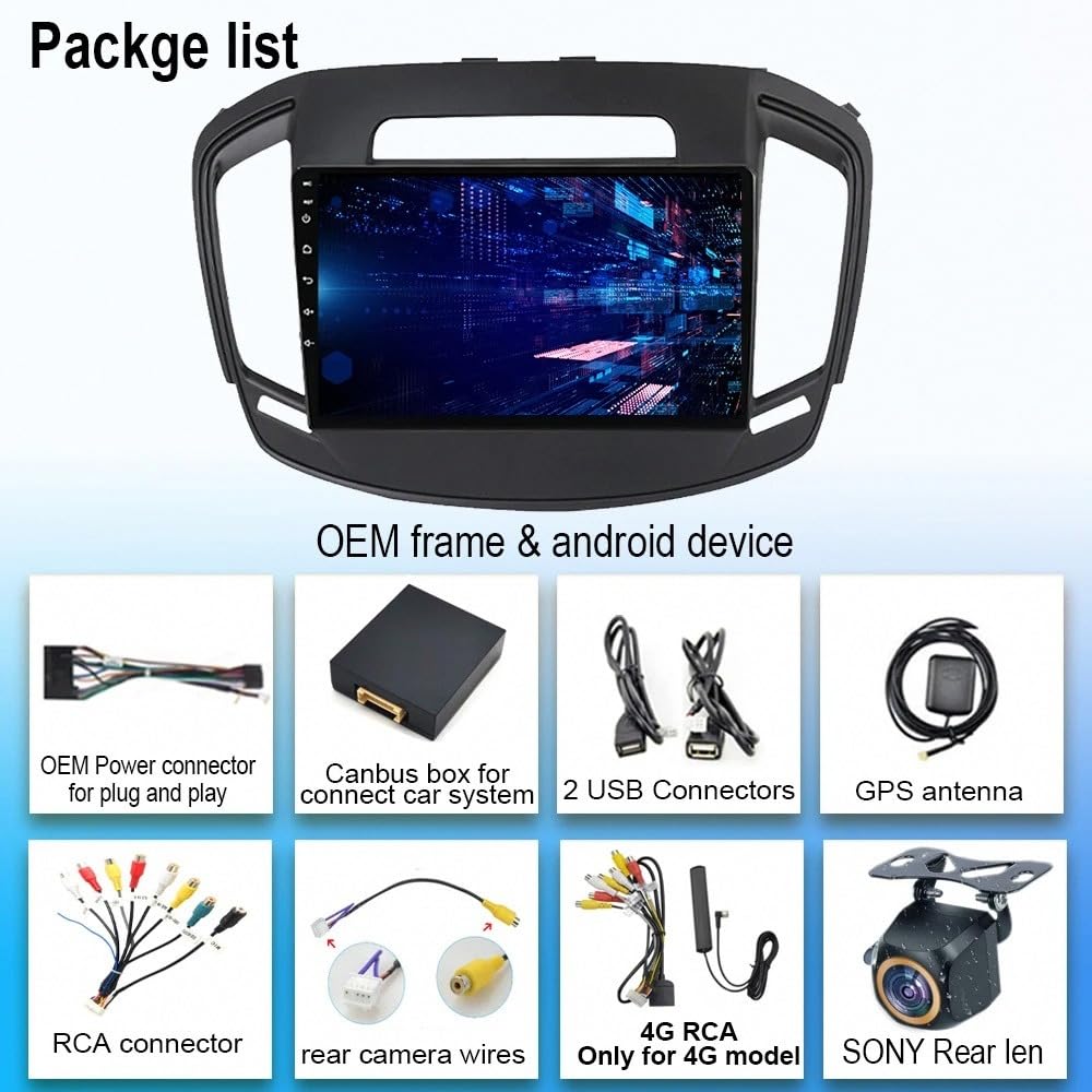 Autoradio Gps Navigation 2 Din per Buick Regal 2013-2017 Wireless Carplay Android Auto Stereo Auto Bluetooth Ips con Pantalla Táctil con Gps, 4 Nucleo 4G+64G