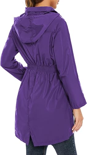 Miniatura 3 de Zando Chaquetas de lluvia para mujer, abrigos impermeables para mujer, chaqueta rompevientos con capucha para mujer