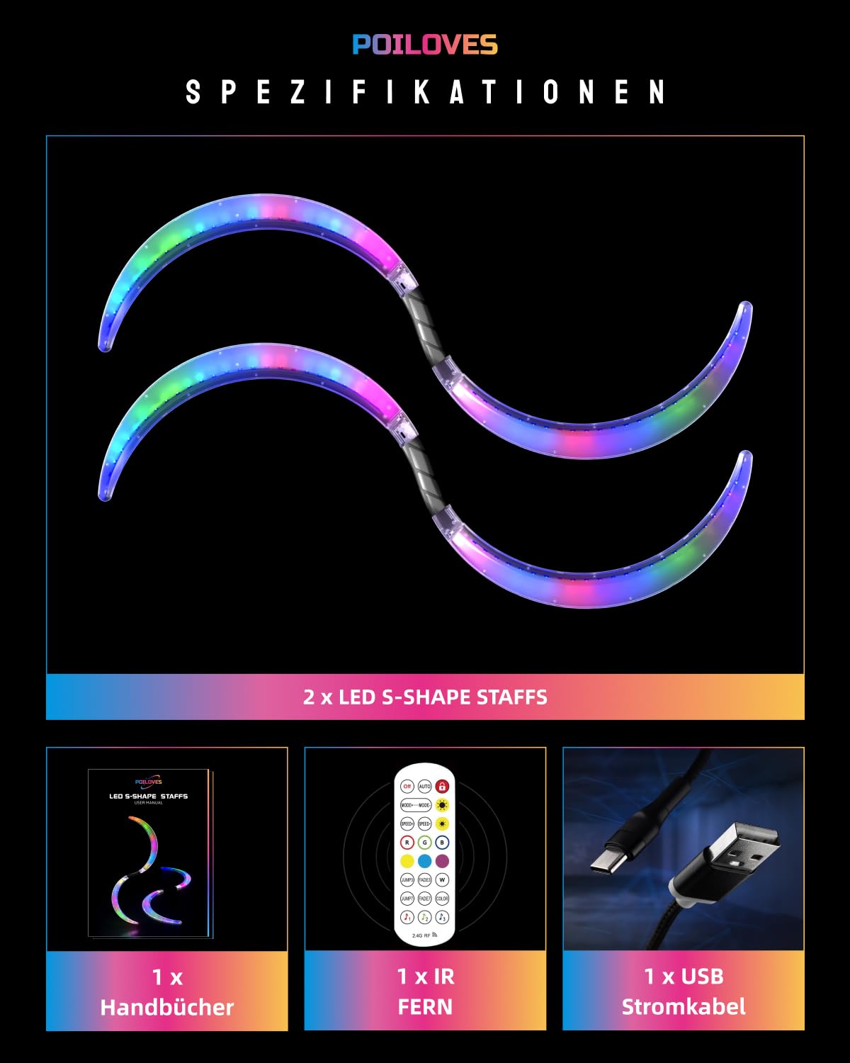 Żonglerskie magiczne laski LED w kształcie