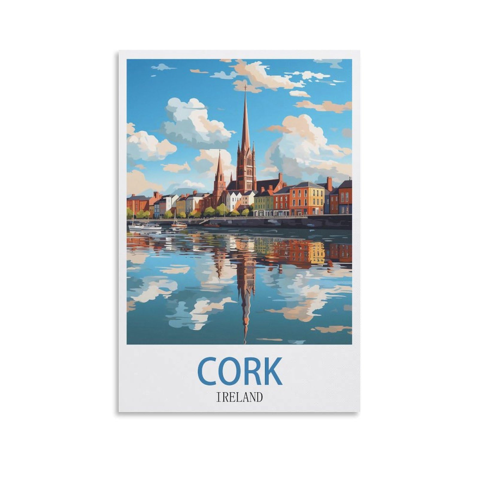 CNAHEIZ Cork Ireland Vintage Travel Poster Coast 08x12inch(20x30cm) Canvas Wall Art Print Painting for Wall Decor Living Room Bedroom