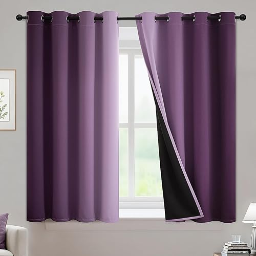 Miniatura 70 de Yakamok - Cortinas opacas 100% de 84 pulgadas de largo, cortinas azules para oscurecer la habitación, cortinas ombré para dormitorio, con ojales,