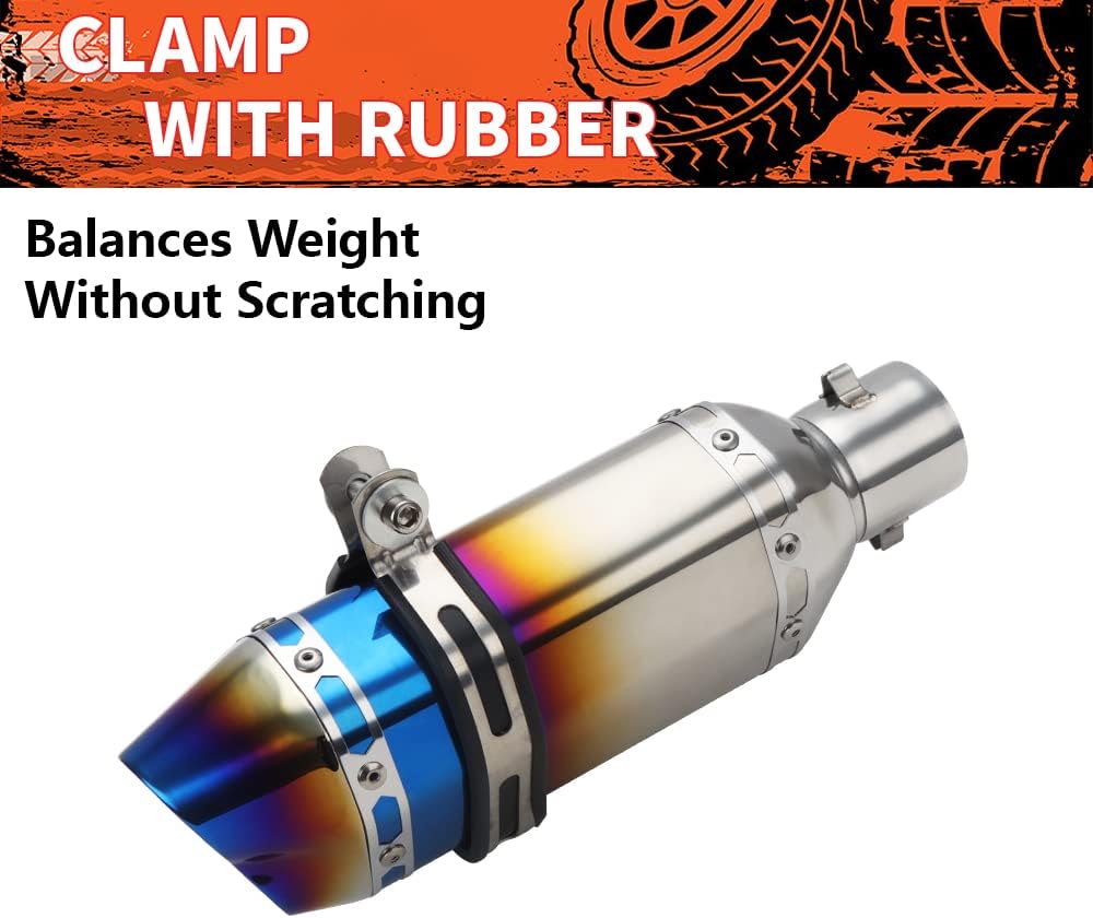 A-KARCK Motorcycle Exhaust Muffler 1.5" / 2" Inlet, 12" Long Blue Burnt Exhaust Silencer Pipe Stainless Steel, Excellent Sound Quality