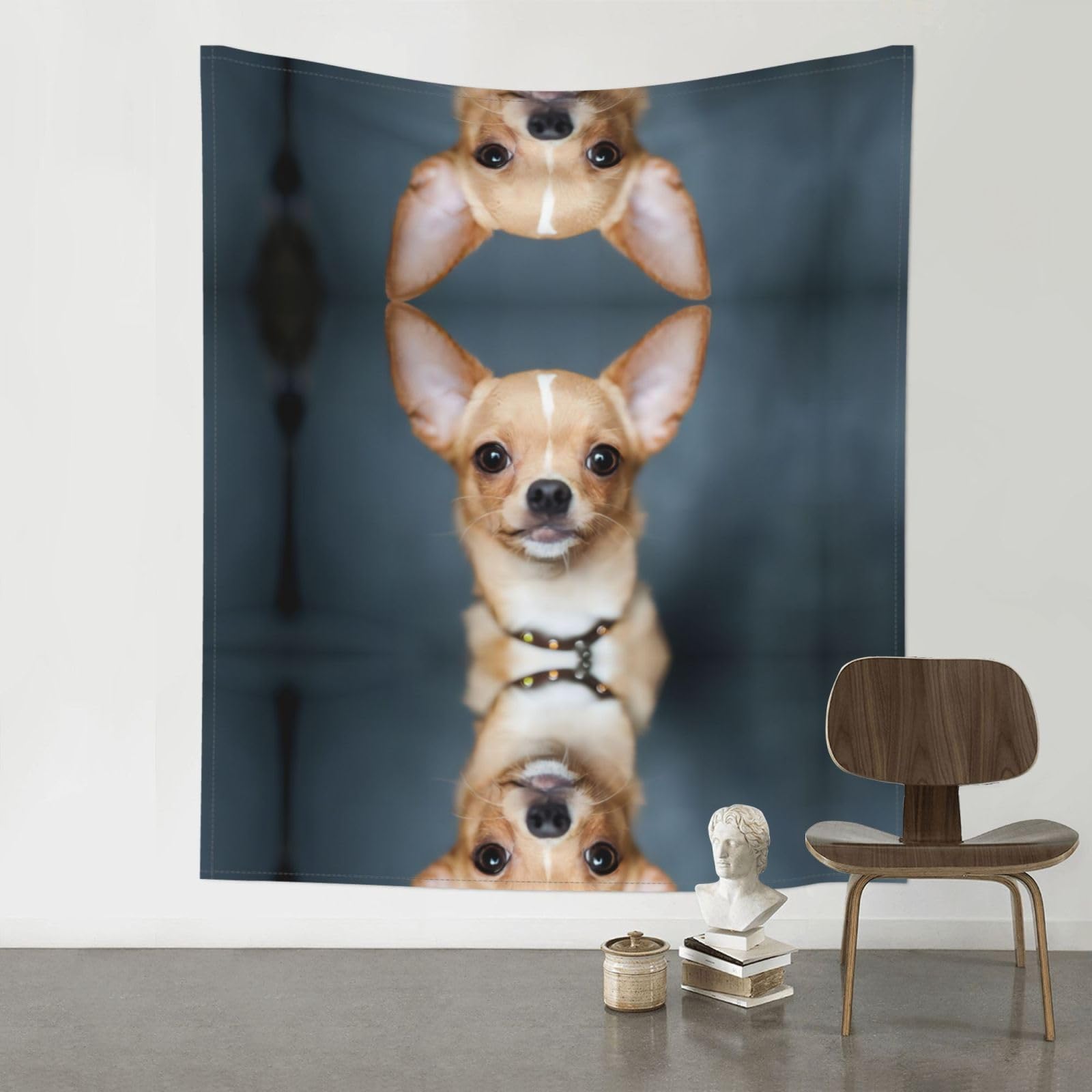 YYHWHJDE Adorable Chihuahua Prints 60x51in Wall Tapestry – High-Grade Polyester Throw for Dorm, Beach & Home Decor