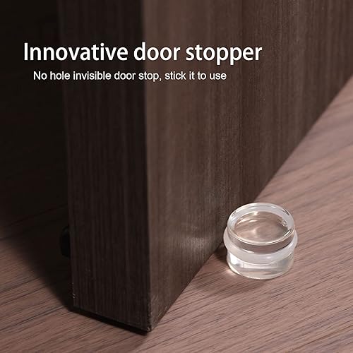Miniatura 3 de Tope de puerta de acrílico transparente, 4 piezas autoadhesivo, sin taladro, protector de pared para puerta, pequeño tapón de puerta para proteger