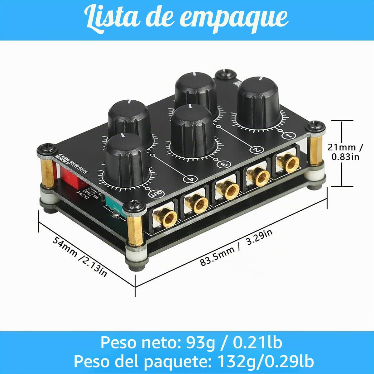 Little Bear MC5 - Mini mezclador portátil de 4 canales para grabación de estudio en vivo, pasivo, estéreo, grabación, bajo ruido (no necesita electricidad)