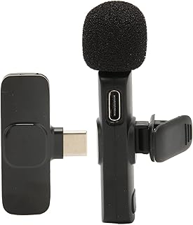 Lazmin112 USB C Wireless Lavalier Microphone,Plug Play Compact Wireless Lapel Mic,Automatic Pairing Type C Mini Lapel Microphone for Phone PC Tablet