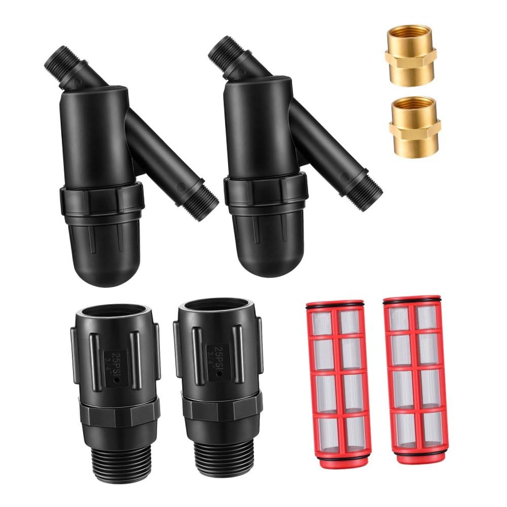 Kit 2 Filtri a Y e Riduttori di Pressione 25 PSI per Tubi Giardino 3/4 Pol