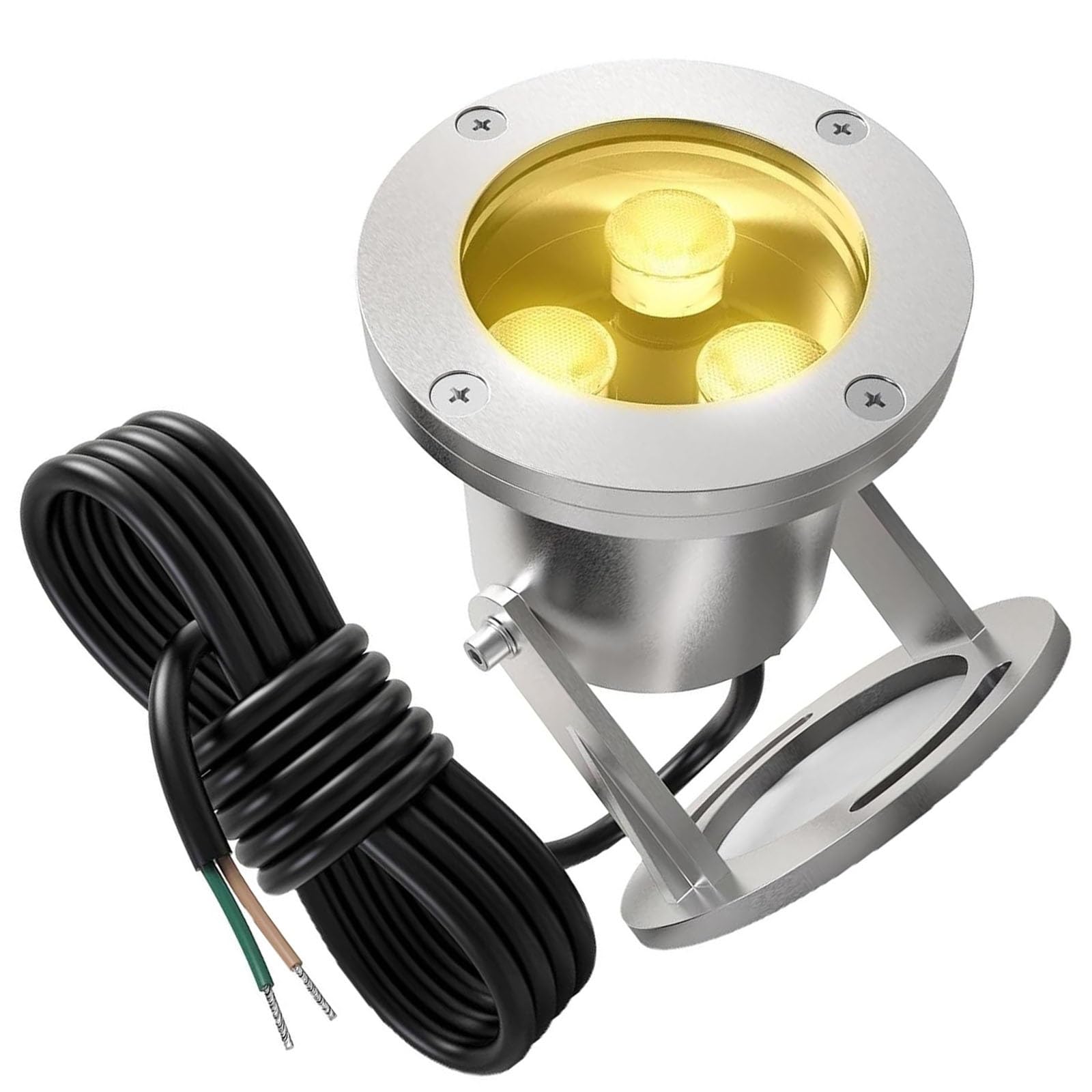 Spot LED Fontaine - Faisceau De Lumière LED Projecteurs, Lumière Submersible De Fontaine De LED D'acier Inoxydable Imperméable IP68, Pour La Lampe De Paysage De Rocaille D'étang De Piscine(Warm Light,