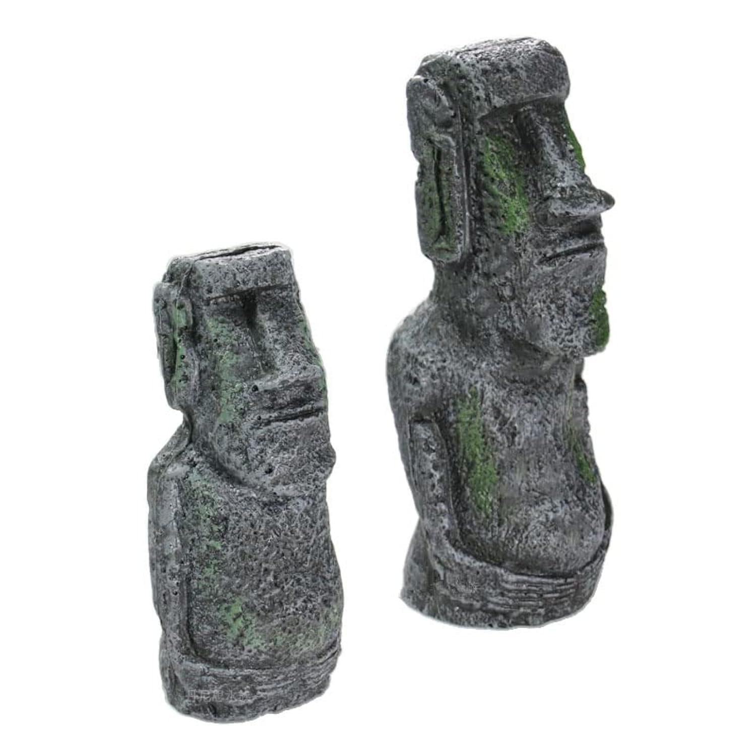 2Pcs Ancient Easter Island Head Statue Portrait Aquarium Fish Tank Ornament Home Desktop Decoration Accessories