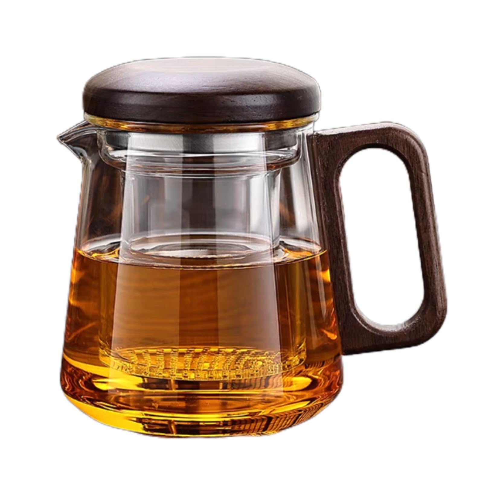 500 ml Wasserabscheider-Teekanne aus Glas mit Holzgriff, Teekanne aus Glas mit Sieb, Magische Teekanne, Hexerei-Teekanne, Magische Teekanne, Druckkontrolle, Magische Teekanne, Teekanne aus Borosilikat