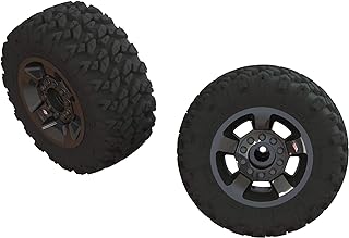 ARRMA 1/8 Ragnarok MT Front/Rear 2.8 Pre-Mounted Tires, ST, 14mm Hex, Black Chrome (2), ARA550053