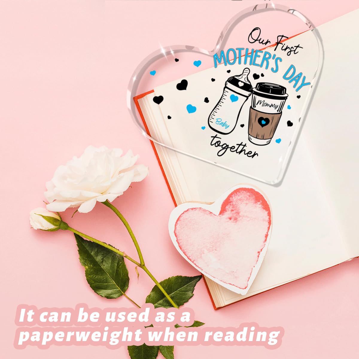 Prezenty na Dzień Matki dla mamy od córki syna 'I Love You' Thank You Mom prezenty urodzinowe biuro dekoracja biurka do domu serce akrylowy znak prezent świąteczny