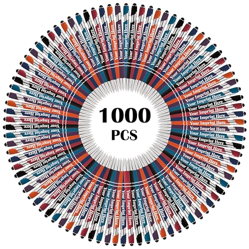 ExpressDesigns Up to 500 Pcs Custom Pens Bulk | Rainbow of Colors | Soft-Touch Metal Black Ink Personalized with Name or Message (Assorted, 1000 pcs)