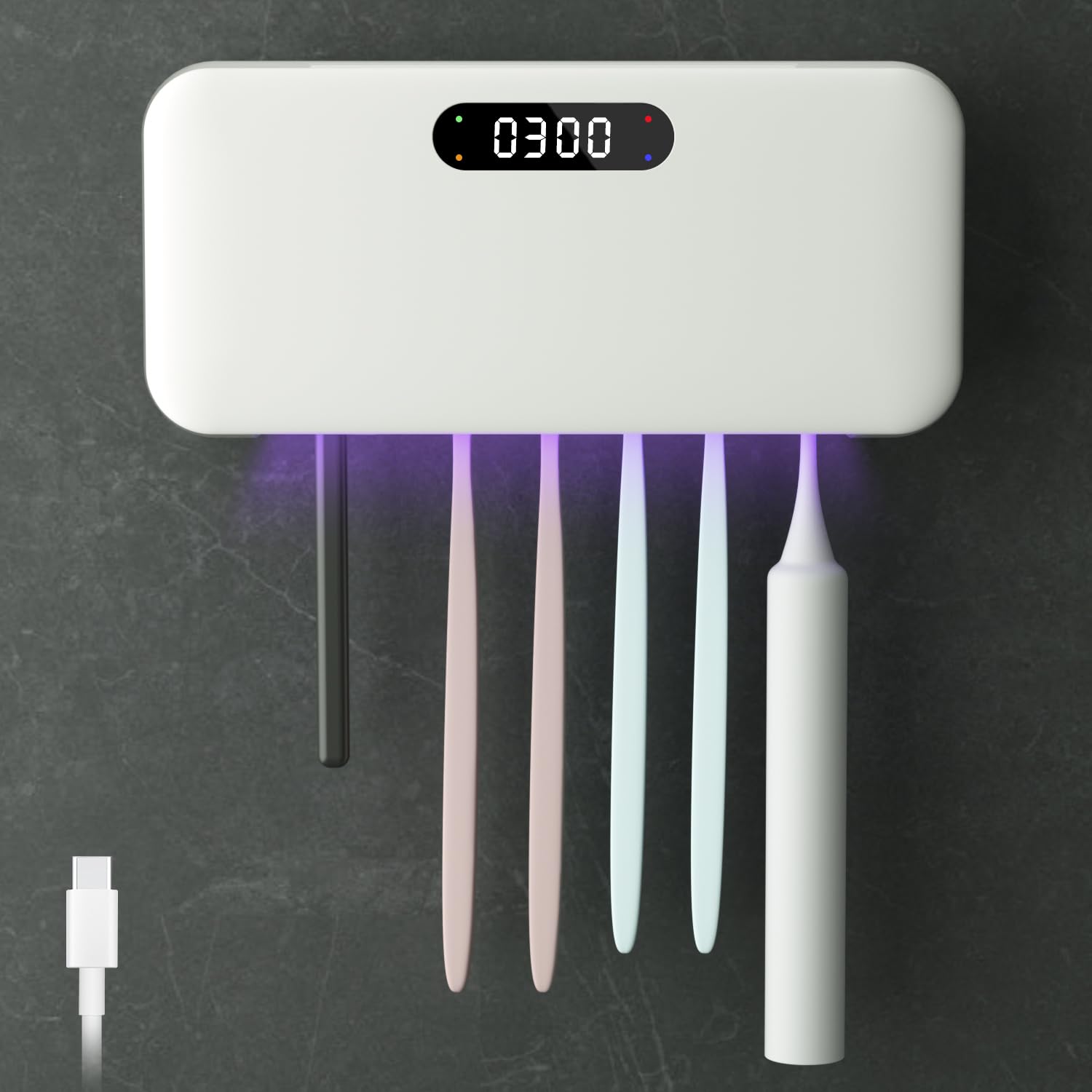 Soporte para cepillo de dientes, funda limpiadora de cepillos de dientes, funda portátil de carga USB con luz U V-C